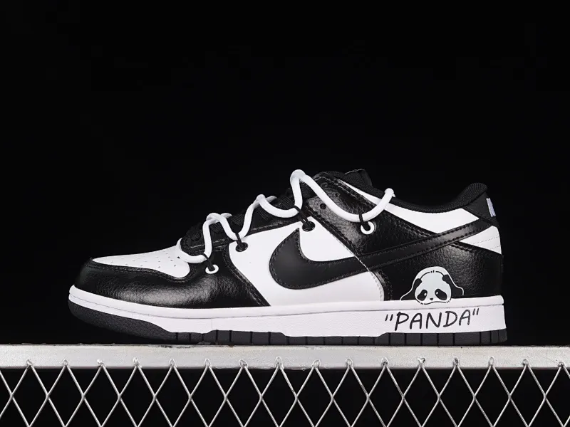 All Categories Nk SB Dunk Series Nk SB Dunk Low Low-top sneakers Nk Dunk Low "Black" Panda style Customized version of deconstructed shoelace graffiti low-top sneakers DD1391-100
